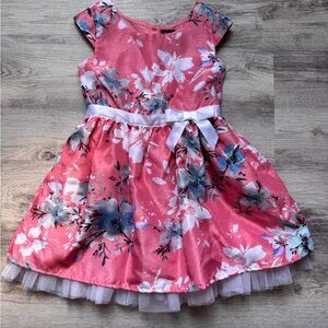 Lilt Pink and Blue Floral Dress with White Sash